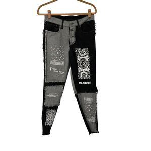 JK Attire Half Awake Graffiti Print High Waist Skinny Jeans